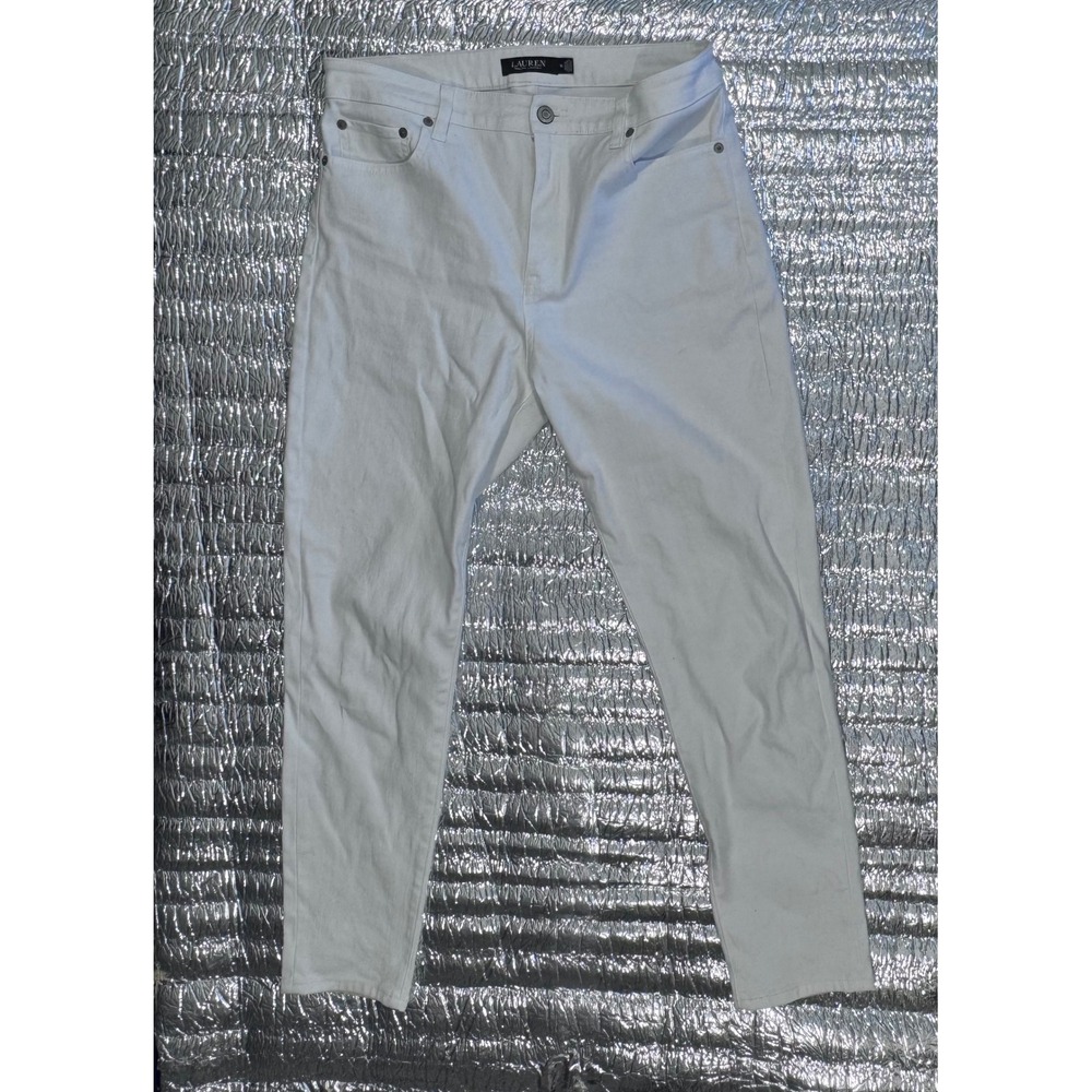 Lauren Ralph Lauren Womens White Straight Leg Denim Jeans Size 10